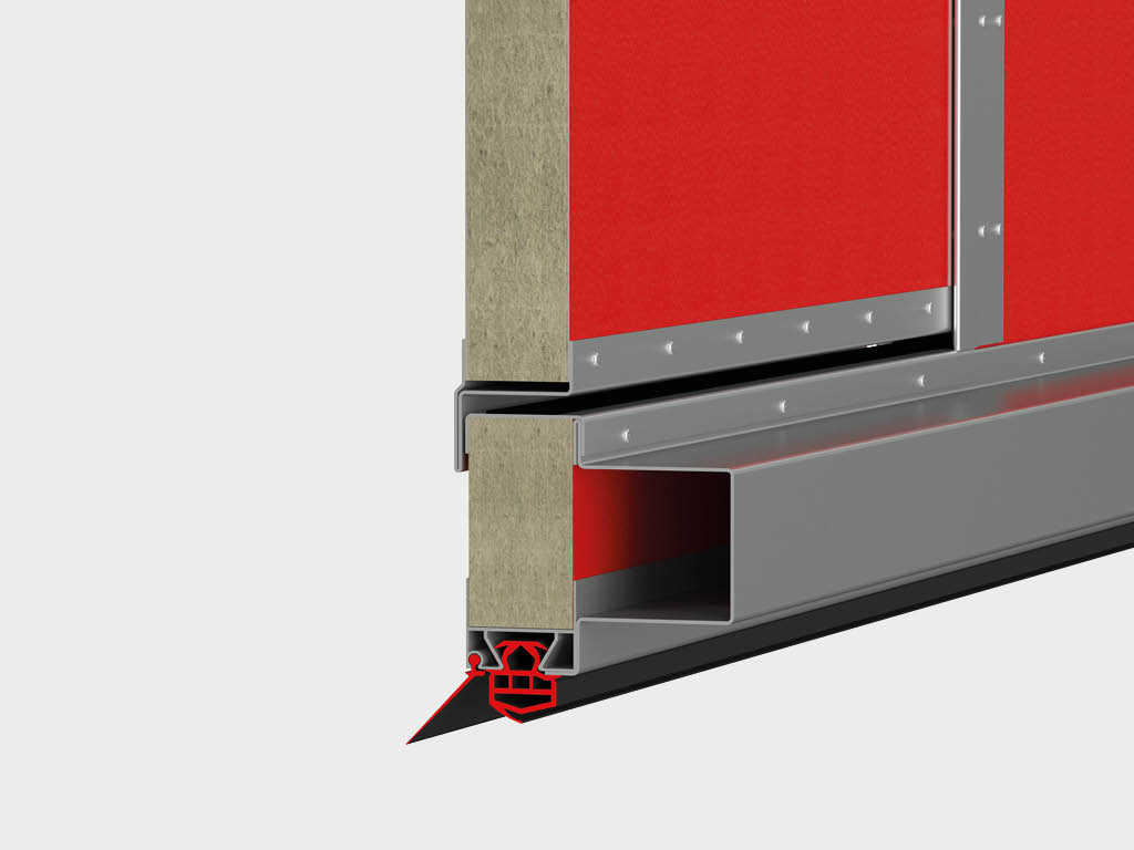 Для усиления жесткости в зоне калитки используются специальные стальные профили, а увеличенная высота порога калитки обеспечивает дополнительную прочность. ПРИМЕЧАНИЕ: предназначены для ворот шириной более 4 500 мм с калиткой.